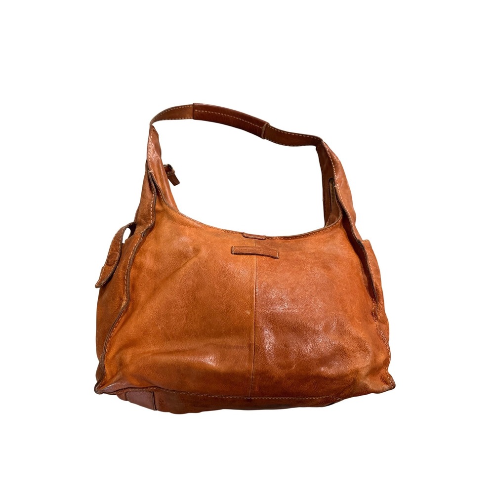 Frye Hobo Bag Womens Large Cognac Tan Leather Good Distressed Zip Shoulder Bag